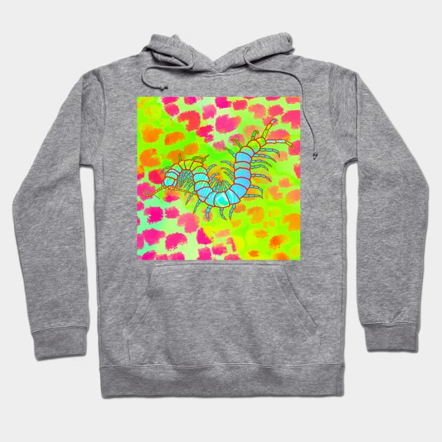 Pretty Centipede | Cheetah Print (Deep Pink/Chartreuse) Hoodie by techno-mantis